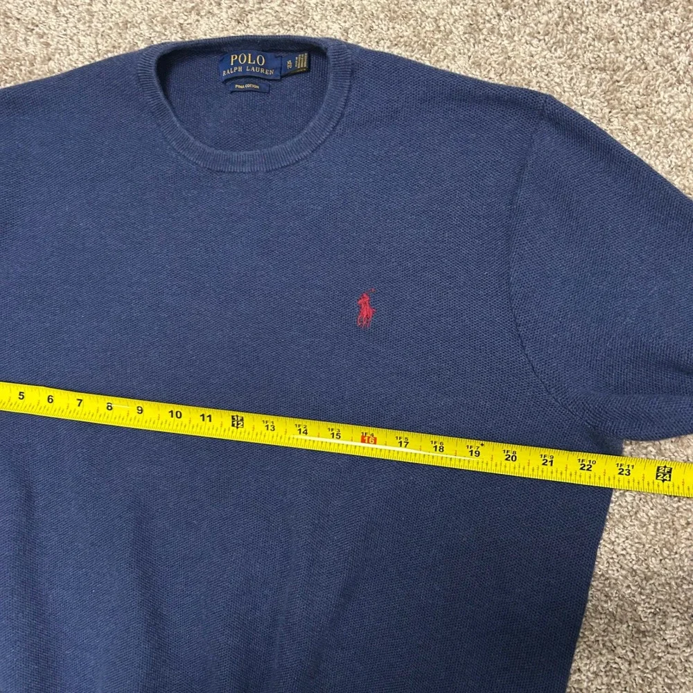 Polo Ralph Lauren Pima Cotton Crewneck Knit Pullover Men Size XL Blue Pony